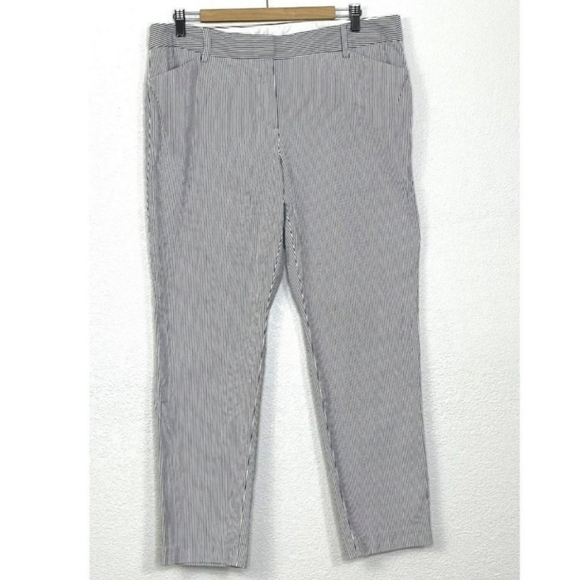 Talbots Hampshire Ankle Pants Womens Size 16P White Grey Striped Cotton Stretch - Picture 3 of 11